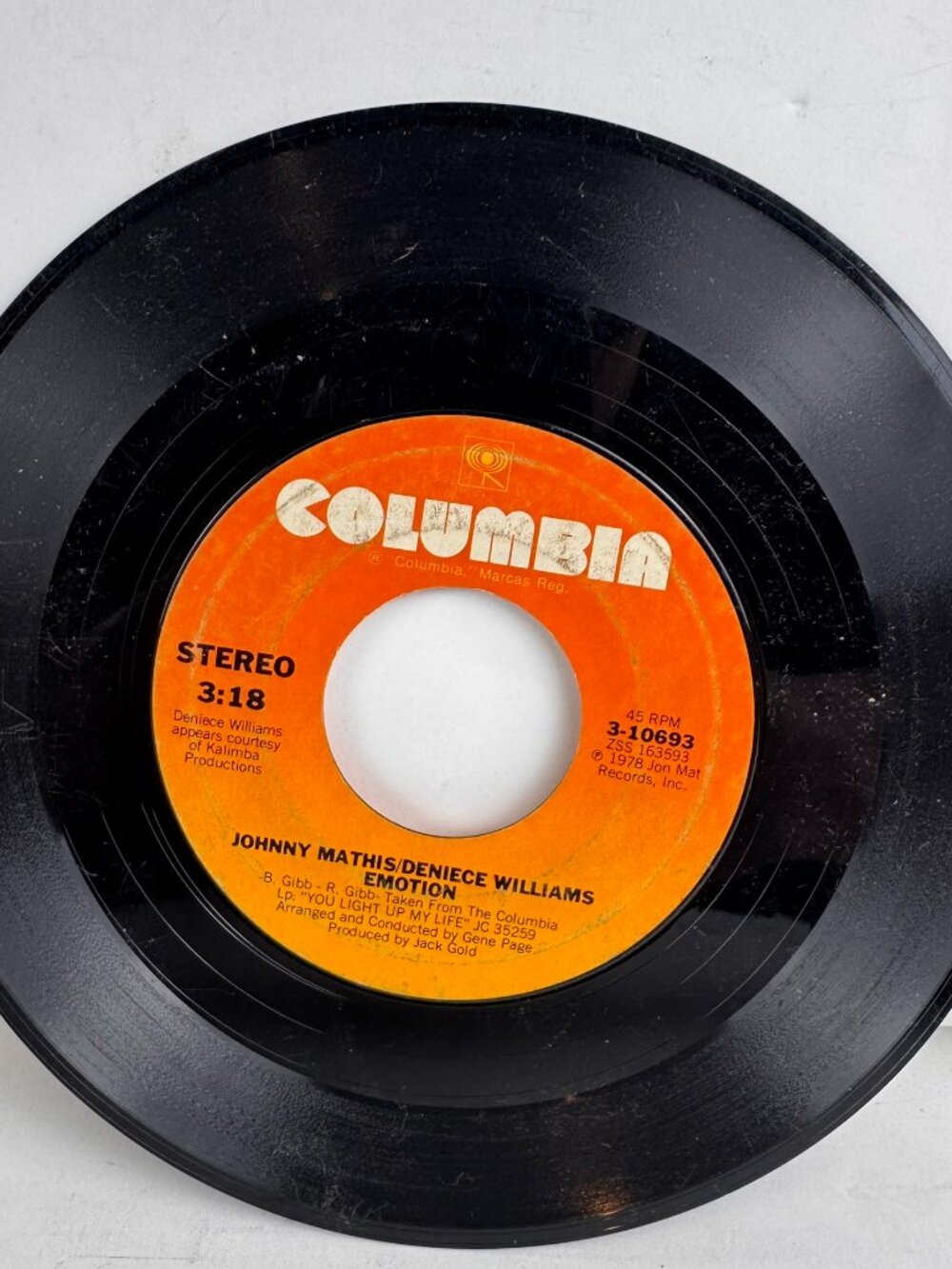 Vintage 1978 Johnny Mathis & Deniece Williams 7" 45 RPM Vinyl Single Columbia